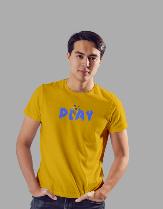 Play yellow classic fit 100 % cotton t-shirts